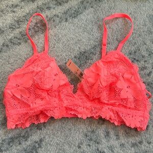 Aerie Neon Orange Lace Bralette NWT